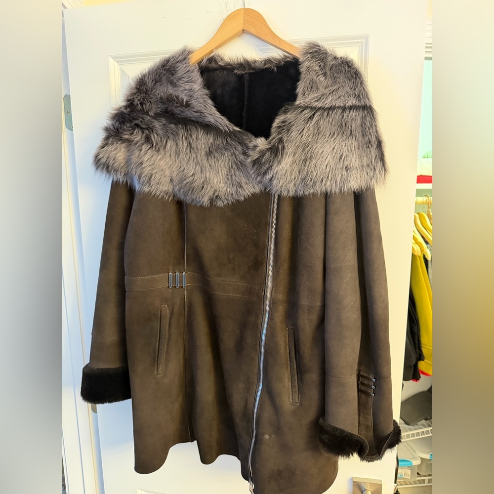 Luxurious Faux Fur Real Suede Coat